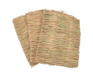 FELTECHELECTR 3pcs Rabbit Grass Straw Mat Lightweight Synthetic Bunny Bedding Mat for Small Animals, for Digging and Exploring, for Placing inside Or at The Bottom of The Cage