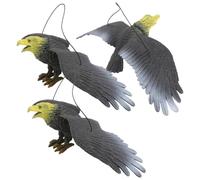 FELTECHELECTR 3pcs Realistic Eagle Hanging Ornaments for Lawn and Porch Plastic Eagle Look Yard Hanging Decor with Attractive Design Sturdy Outdoor Fly Deterrent Decorative
