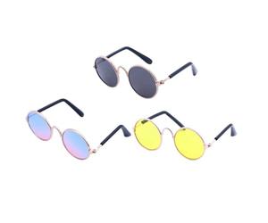 FELTECHELECTR 3pcs Vintage Dog Sunglasses for Cats and Dogs, Lightweight Synthetic Material with Wind Protection, Decorative Effect, for Pets on Your Bike Or Sitting in Your Car