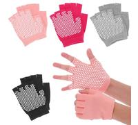 FELTECHELECTR 4 Pairs Yoga Gloves for Women Female Anti-slip Gloves Fingerless Grip Gloves for Climbing Dance Training Soft Sweat Absorbent Workout Gloves