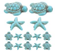 FELTECHELECTR 40pcs Turquoise Sea Turtle and Sea Star Beads for DIY Bracelets, Unique Beauty Vibrant Green Colour, Versatile Use and Portable Convenience for Jewellery Making and Weddings
