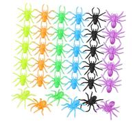 FELTECHELECTR 48 Pcs Halloween Stretchy Spider Flexible Tpr Material Small Fake Spiders for Party Favors Goodie Bag Fillers Prank Stuff in Vibrant Colors for Halloween Decorations and Games