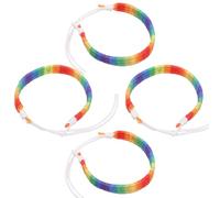 FELTECHELECTR 4pcs Adjustable Rainbow Woven Bracelet for Unisex, Handmade Cloth Rope Friendship Bracelet with Delicate Design, Eye-catching and Fashion Style, Suitable for Party and Everyday