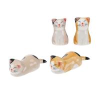 FELTECHELECTR 4Pcs Ceramic Chopsticks Rests with Cute Cat Design Small Cutlery Organizer for Home and Restaurant Tableware Easy to Clean Decorative Spoon and Fork Holders