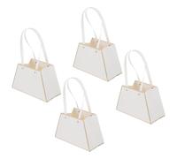 FELTECHELECTR 4pcs Decorative Flower Bouquet Bags with Double Handles, White Paper Gift Bags for Florists, Easy to Carry and High Wear Resistance, for Flowers Wrapping and Plant Packaging