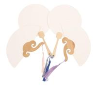 FELTECHELECTR 4Pcs DIY Blank Paper Fans for Painting Supplies Mini White Round Fan for Crafting for Wedding Banquet Decorations and Gifts Random Color