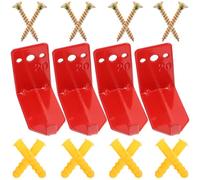 FELTECHELECTR 4pcs Fire Extinguisher Wall Brackets Metal Mounting Hooks Heavy Duty with Screws and Anchors Stylish Red Finish Compatible with Various Models for Secure Wall Hanging