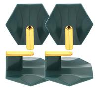 FELTECHELECTR 4pcs Heavy Duty Adhesive Clothes Hooks Made of Sturdy Abs Material, Stable Wall Towel Hangers for Kitchen and Bathroom Use, No Drilling Required, Green Colour