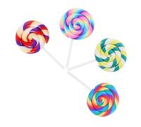 FELTECHELECTR 4pcs Large Colorful Polymer Clay Fake Lollipop , Faux Candy Decorations for Party and Photography Props, Creative Pretend Play Food Set