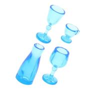 FELTECHELECTR 4pcs Mini Wine Glasses Set Miniature Tiny House Decoration Blue Garden Micro Landscape Dollhouse Photo Props