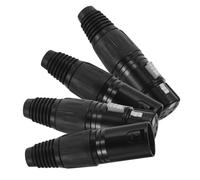 FELTECHELECTR 4pcs Pin Xlr Connectors Black Copper Mic Audio Line Adapter Converter Male Female Plugs Balanced Instrument Cable Compatible for Audio Systems