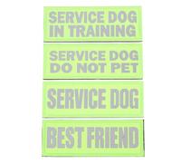 FELTECHELECTR 4pcs Reflective Service Dog Patches Dog Accessory Nylon Material Creative English Words Design Multi-purpose Decorative Patches for Outdoor Activities