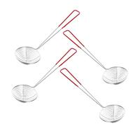 FELTECHELECTR 4pcs Stainless Steel Skimmer Spoon Set with Handle Lightweight Portable Mesh Strainer for Hot Pot Ingredients and Pearls in Bubble Tea for Cooking and Outdoor Use