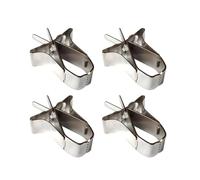 FELTECHELECTR 4pcs Sturdy Copper Bird Fruit Holder Clips for Small Birds and Parrots, Easy to Install with Strong Bite Force and Back Buckle, Silver Cage Accessory for Holding Vegetables