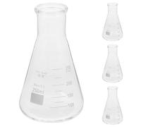 FELTECHELECTR 4pcs Thickened Conical Glass Flask Borosilicate Wide Neck Triangular Shape Practical Odorless Laboratory Supplies for Chemistry Class Experiments