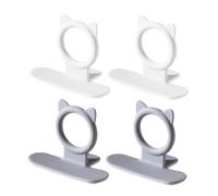 FELTECHELECTR 4pcs Toilet Seat Lifter Handles for Hygiene and Easy Lid Opening Labor-Saving Adhesive Bathroom Accessories for Home Office and Public Restrooms Gray and White