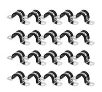 FELTECHELECTR 50pcs -1/4 Inch Stainless Steel Cable Clamp with Integrated Rubber Insulation, U-Shaped Rigid Pipe Strap Featuring Stable Grip and Wide Compatibility for HVAC and Automotive
