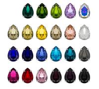 FELTECHELECTR 50pcs 10x14mm Crystal Claw Glass Rhinestones for DIY Sewing with Assorted Colour, High Purity, Shiny Colours, for Garment and Jewelry Embellishment Random Color