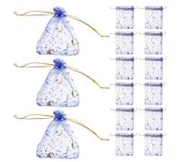 FELTECHELECTR 50pcs Blue Moon Star Organza Bags Drawstring Mesh Pouches for Jewelry Candy Packaging Wedding Party Favor Storage