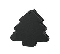 FELTECHELECTR 50pcs Christmas Tree Kraft Paper Tags with String, Writeable Vintage Blank Design Gift Labels for Christmas Presents, Scrapbook and Student Word Cards, Multipurpose Black Ornaments