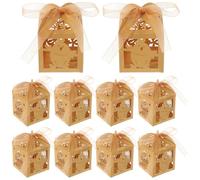 FELTECHELECTR 50Pcs Gold Hollow Bunny Easter Candy Boxes Party Treat Storage Boxes Portable Chocolate and Cookie Holder for Holiday Celebrations