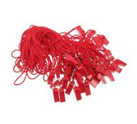 FELTECHELECTR 50pcs Red Emergency Safety Whistles with Lanyards Loud High Decibel Plastic Whistles for Referee Training and Outdoor Survival Waterproof for Basketball Camping and School