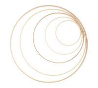 FELTECHELECTR 5pcs Bamboo Dream Catcher Craft Hoops Sturdy Abrasion Resistant Khaki round Rings for DIY Wall Hanging Crafts