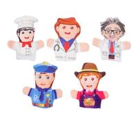 FELTECHELECTR 5pcs Cartoon Finger Puppets Educational Occupational for Storytelling Party Play Interactive Teaching Aids Including Police Doctor Farmer Chef Scientist