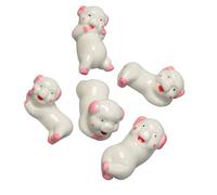 FELTECHELECTR 5pcs Pig Shape Ceramic Chopstick Racks Japanese Style Multi-Functional Holder for Chopsticks Spoon Fork Dining Accessories Kitchen Decor Hotel Restaurant Use