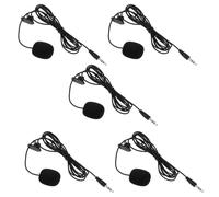 FELTECHELECTR 5pcs Portable Phone Microphone Wired Lavalier Mics with Pvc Material for Teaching and Tour Guiding Black