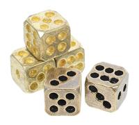 FELTECHELECTR 5pcs Pure Copper Small Dice Set, Metal Game Playing Prop for Bar and Party, Solid Copper Craft Dice with Vintage Finish, Suitable for Board Games and Casual Play Random Color