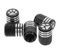 FELTECHELECTR 5pcs Tire Caps Valve Caps for Car Tyres Black Aluminum Alloy Sl nd Stylish Protective Replacement Options with Playful Paw Print Pattern for Car Tire Valve
