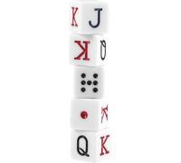 FELTECHELECTR 5pcs White Acrylic Poker Dice Cubes with Jqk Faces for Tabletop Card Games and Board Games, Square Corner Design, Portable Dice Set for Party and Family Fun