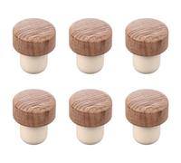 FELTECHELECTR 6 Pcs Wooden Bottle Plugs Wine Bottle Stoppers Reusable Practical Sealing Corks for Wine Oil Beech Wood Polymer Material