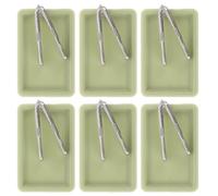 FELTECHELECTR 6 Sets Miniature Doll Baking Tongs and Empty Cake Pans for Dollhouse Kitchen Decor, Miniature Serving Trays for DIY Craft Dollhouse Accessories