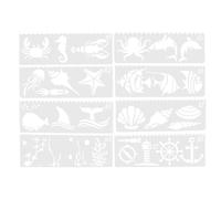 FELTECHELECTR 6 Sets Reusable Sea Animal Stencils DIY Templates Hollow Painting Pet Material Easy to Clean Under The Sea Art and Craft Projects