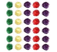 FELTECHELECTR 60pcs Cat Glitter Balls Tinsel Pom Poms Interactive Set Assorted Color Glitter Paper Material Reduces Boredom for Indoor Cats Random Color