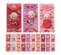 FELTECHELECTR 60pcs Lunar New Year Red Packets Year the Sheep Theme Paper Envelopes for Spring Festival Large Family Reunions Protect Cash Maintain Shape Authentic Southeast Asian Motifs