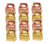 FELTECHELECTR 60pcs Paper Wedding Favor Boxes with Handles Small Party Treat Boxes for Candy Snacks for Weddings Birthdays and Holiday Desserts Rose Gold Gold