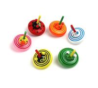 FELTECHELECTR 6pcs Creative Wooden Animal Gyroscope and Adults, Colourful Small Spinning Top with Easy Storage and Hand-eye Coordination Features, Novelty for Early Development