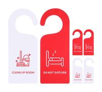 FELTECHELECTR 6pcs Double Sided Clean up Room Door Hanger Signs for Hotel and Office, Pvc Material Communication, Minimalist Style Door Knob Hanging Signs for Privacy and Quiet Environment