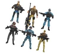 FELTECHELECTR 6pcs Military Soldier Model Action Figures with Jointed Arms, Plastic Special Forces, Educational Anti-terror Police Playset for Boys