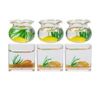 FELTECHELECTR 6pcs Miniature Glass Fish Tank Realistic Goldfish Bowls for Dollhouse Aquarium Accessories Desktop Ornament Educational for Play and Home Decor Random Color