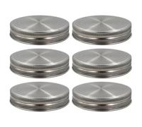 FELTECHELECTR 6pcs Multipurpose Reusable Canning Lids for Home Use, Stainless Steel and Silicone Jar Covers with Leakproof Seal, 70mm Wide Mouth Practical Can Covers for Kitchen and Dining