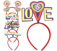 FELTECHELECTR 6pcs Rainbow Pride Heart Headband for Women Bright Cloth and Plastic Hair Accessories with Firm Hold for Cosplay and Performance Party Celebration
