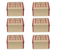 FELTECHELECTR 6pcs Red Tinplate Wedding Candy Boxes with Hollow Chinese Xi Design Large Square Ornament Boxes for Party Favors Multipurpose Jewelry Storage Traditional Chinese Wedding