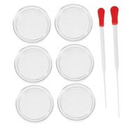 FELTECHELECTR 6pcs Sterile Glass Petri Dishes with Lids and Transfer Pipettes Laboratory Kit for Biological Analysis School Science Projects Training