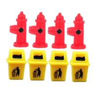 FELTECHELECTR 8Pcs Fire Hydrant Models and Mini Waste Bins for DIY Micro Landscaping Small House Decor Wear-resistant Miniature Trash Cans for Sand Table Scene Decoration and Desktop Ornament