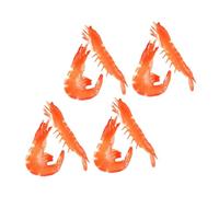 FELTECHELECTR 8Pcs Lifelike Fake Shrimp Models Set, Realistic Red and White Shrimp Figures for Pretend Food, Kitchen , Photography Props and Home Store Decoration