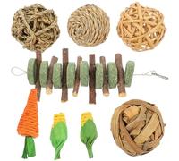 FELTECHELECTR 8pcs Small Animal Chew for Rabbits and Gerbils Wooden Balls and Corn Chewing to Keep Pets Healthy and Entertained